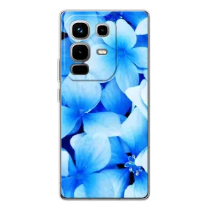 Силиконовый бампер с принтом (цветочки) на Ноут 50 (Синие цветы)