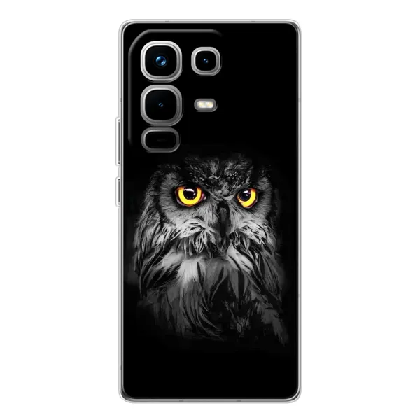 Чехол с рисунком «Сова на чёрном» для Infinix Note 50 Чехол с рисунком «Сова на чёрном» для Infinix Note 50