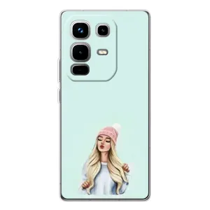 Силиконовый Чехол на Infinix Note 50 с картинкой Стильных Девушек (В шапке)