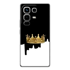 Чехол (Корона на чёрном фоне) для Ноут 50 (Золотая корона)