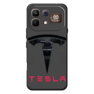 Силиконовый бампер с картинкой машины на Infinix Note 60 Pro (Logo TESLA)