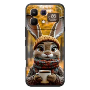 Печатный чехол «Зверята с кофе» для Infinix Note 60 Pro (Зайчик с кофе)