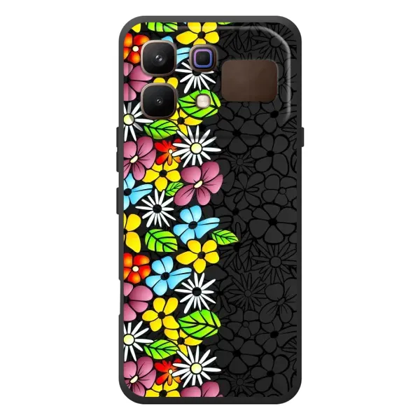 Чехол с рисунком «Яркие цветы на черном» для Infinix Note 60 Чехол с рисунком «Яркие цветы на черном» для Infinix Note 60