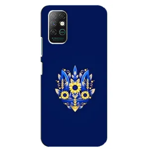 Чохол з картинкою (Патріотичний ГЕРБ) на Infinix Note 8 (Герб в квітах)