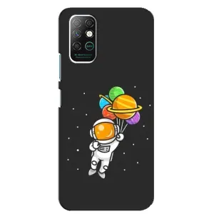 Силиконовый Чехол с принтом "Космонавты" на Infinix Note 8 (Космонавт с шариками)
