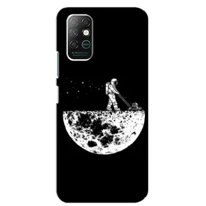 Силиконовый Чехол с принтом "Космонавты" на Infinix Note 8 (Космонавт)