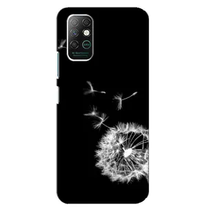 Силиконовый Чехол с одуванчиками на Infinix Note 8 (Одуванчик на чёрном)