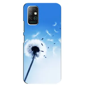 Силиконовый Чехол с одуванчиками на Infinix Note 8 (Одуванчик на голубом)