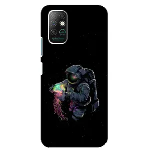 Силиконовый Чехол с принтом "Космонавты" на Infinix Note 8 (В руках земля)