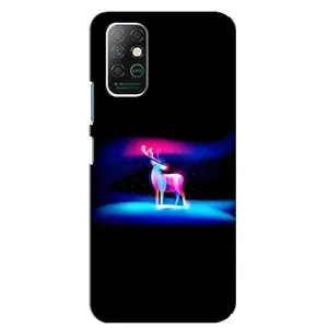 Силиконовый бампер с картинкой животных для Infinix Note 8 (Яркий олень)