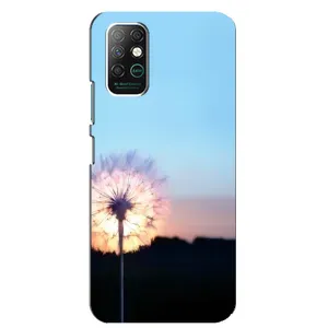 Силиконовый Чехол с одуванчиками на Infinix Note 8 (Закат с одуванчиком)