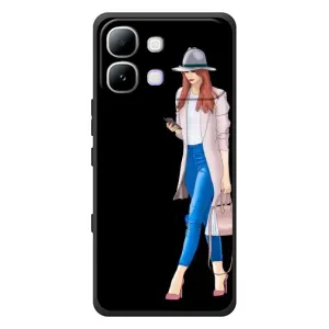 Чехол с картинкой Модные Девчонки Infinix Note Edge (Девушка со смартфоном)