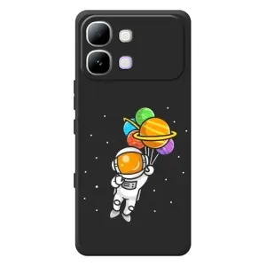 Силиконовый Чехол с принтом "Космонавты" на Infinix Note Edge (Космонавт с шариками)