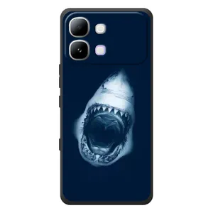 Силиконовый бампер с картинкой животных для Infinix Note Edge (Пасть Акулы)