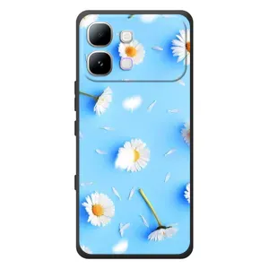 Чохол з Квітами для Infinix Note Edge (ромашки на блакитному)