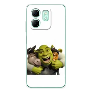 Печатный чехол с принтом Шрек для Infinix Smart 10 HD (Шрек осел и кот)