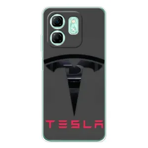 Силиконовый бампер с картинкой машины на Infinix Smart 10 HD (Logo TESLA)