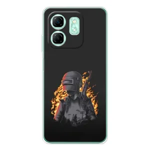 Силиконовый чехол с картинкой "Герой Pubg" на Infinix Smart 10 HD (В огне)