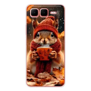 Печатный чехол «Зверята с кофе» для Infinix Smart 10 Plus (Белка с кофе)
