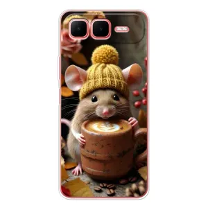 Печатный чехол «Зверята с кофе» для Infinix Smart 10 Plus (Мышка с кофе)