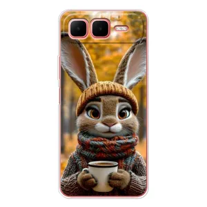 Печатный чехол «Зверята с кофе» для Infinix Smart 10 Plus (Зайчик с кофе)