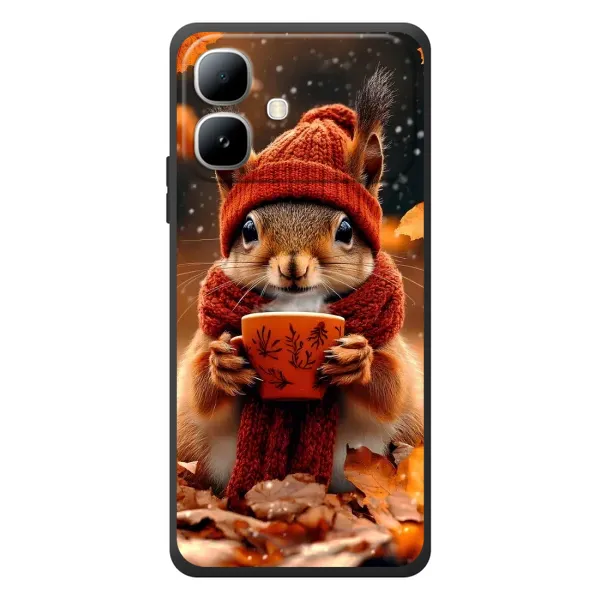 Чехол с рисунком «Белка с кофе» для Infinix Smart 20 Чехол с рисунком «Белка с кофе» для Infinix Smart 20