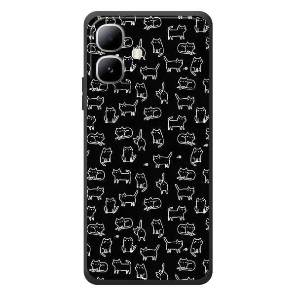 Чехол с рисунком «Котики на черном» для Infinix Smart 20
