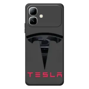 Силіконовий бампер з картинкою машини на Infinix Smart 20 (Logo TESLA)