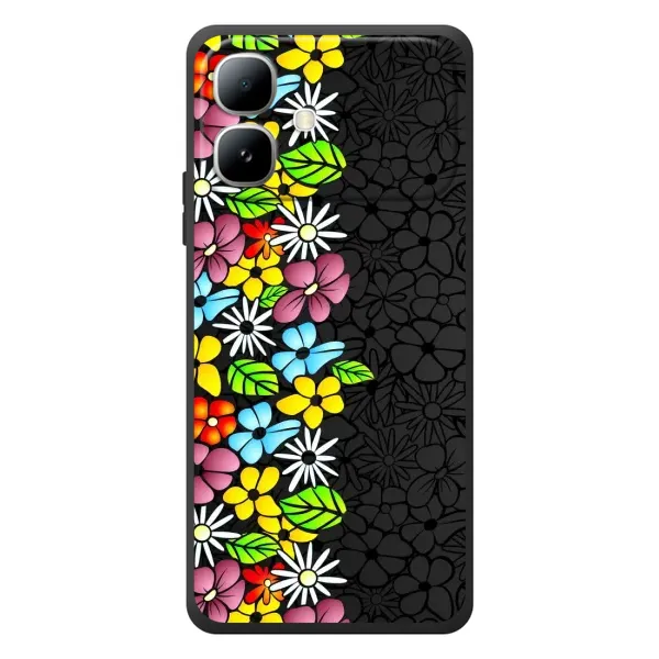 Чехол с рисунком «Яркие цветы на черном» для Infinix Smart 20 Чехол с рисунком «Яркие цветы на черном» для Infinix Smart 20