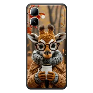 Друкований чохол 'Звірята з кавою' для Infinix Smart 20 (Жираф з кавою)