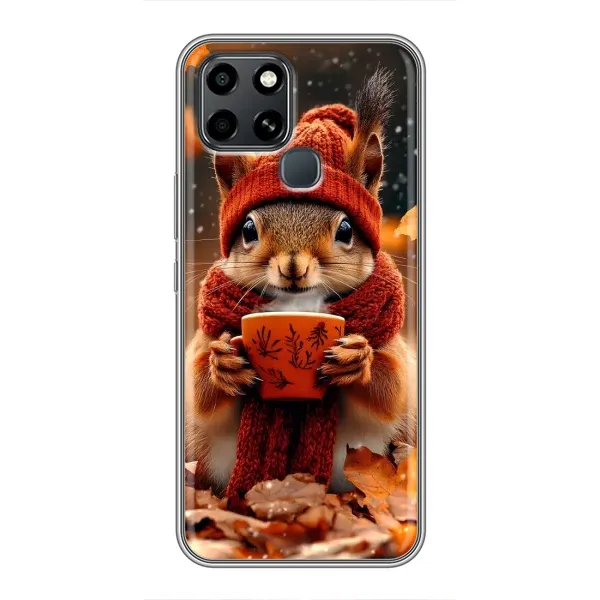 Чехол с рисунком «Белка с кофе» для Infinix Smart 6 Чехол с рисунком «Белка с кофе» для Infinix Smart 6