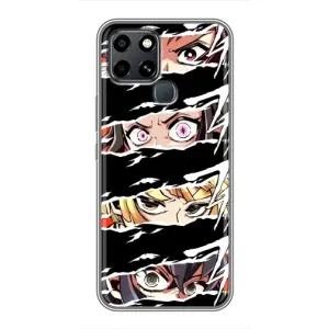 Силіконові чохлі з очіма Anime для Інфінікс Смарт 6 (Очі на чорному)