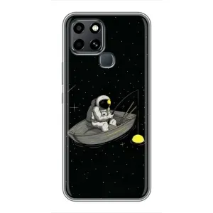 Силіконовый Чохол з принтом "Космонавти" на Infinix Smart 6 (Космонавт на рибалці)