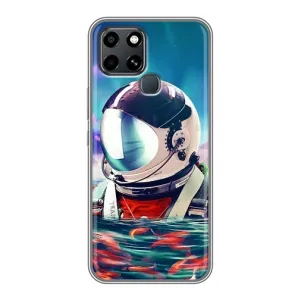 Силіконовый Чохол з принтом "Космонавти" на Infinix Smart 6 (Космонавт у воді)