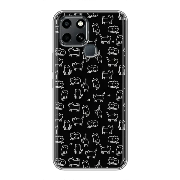 Чехол с рисунком «Котики на черном» для Infinix Smart 6 Чехол с рисунком «Котики на черном» для Infinix Smart 6