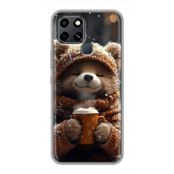 Чехол с рисунком «Медвежонок с кофе» для Infinix Smart 6 Чехол с рисунком «Медвежонок с кофе» для Infinix Smart 6