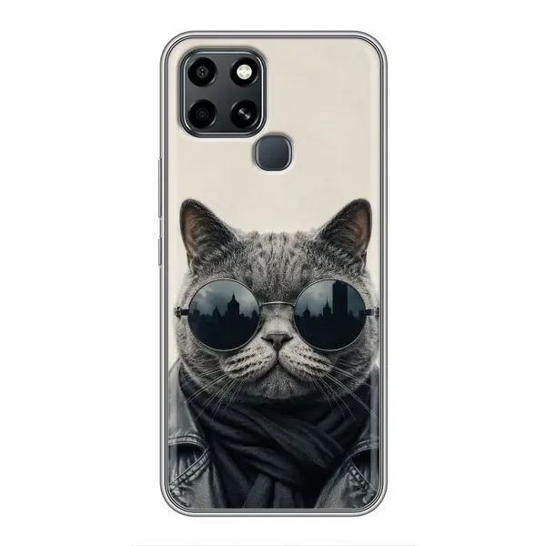 Чехол с рисунком «Модный кот» для Infinix Smart 6 Чехол с рисунком «Модный кот» для Infinix Smart 6