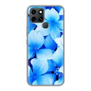 Силиконовый бампер с принтом (цветочки) на Инфиникс Смарт 6 (Синие цветы)