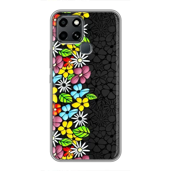 Чехол с рисунком «Яркие цветы на черном» для Infinix Smart 6