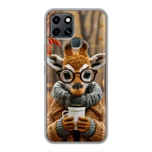 Друкований чохол 'Звірята з кавою' для Infinix Smart 6 (Жираф з кавою)