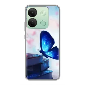Силиконовый бампер с картинкой животных для Infinix Smart 7 HD (Бабочка синяя)