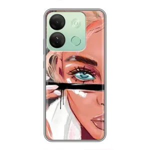 Силіконовый Чохол на Infinix Smart 7 HD з картинкой Модных девушек (Дівчина та вії)