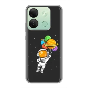 Силиконовый Чехол с принтом "Космонавты" на Infinix Smart 7 HD (Космонавт с шариками)