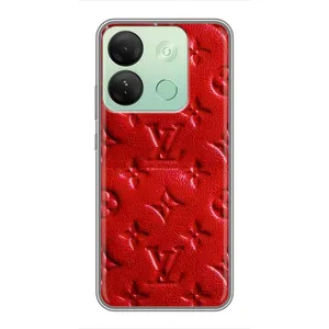 Текстурный Чехол Louis Vuitton для Инфиникс Смарт 7 ШД (Красный ЛВ)