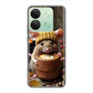 Печатный чехол «Зверята с кофе» для Infinix Smart 7 HD (Мышка с кофе)