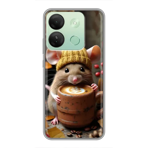 Чехол с рисунком «Мышка с кофе» для Infinix Smart 7 HD Чехол с рисунком «Мышка с кофе» для Infinix Smart 7 HD