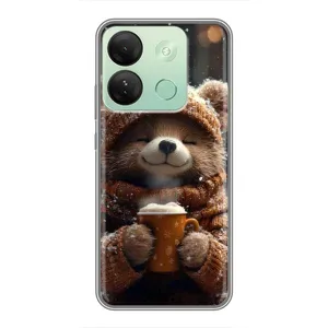 Печатный чехол «Зверята с кофе» для Infinix Smart 7 HD (Медвежонок с кофе)
