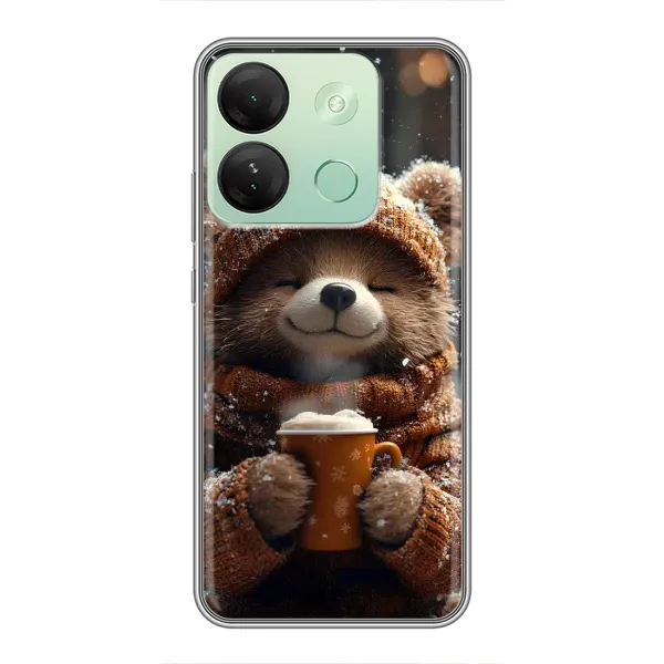 Чехол с рисунком «Медвежонок с кофе» для Infinix Smart 7 HD Чехол с рисунком «Медвежонок с кофе» для Infinix Smart 7 HD