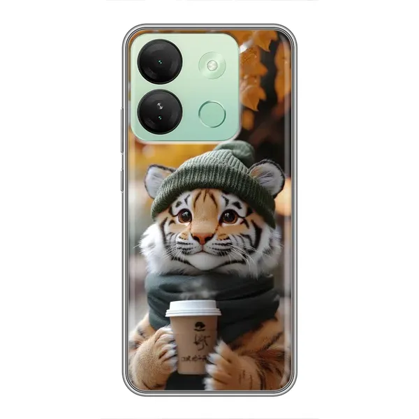 Чехол с рисунком «Тигр с кофе» для Infinix Smart 7 HD Чехол с рисунком «Тигр с кофе» для Infinix Smart 7 HD