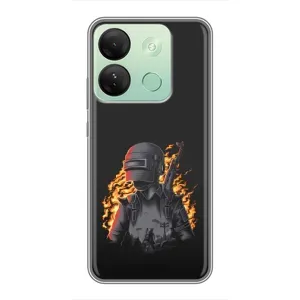 Силиконовый чехол с картинкой "Герой Pubg" на Infinix Smart 7 HD (В огне)